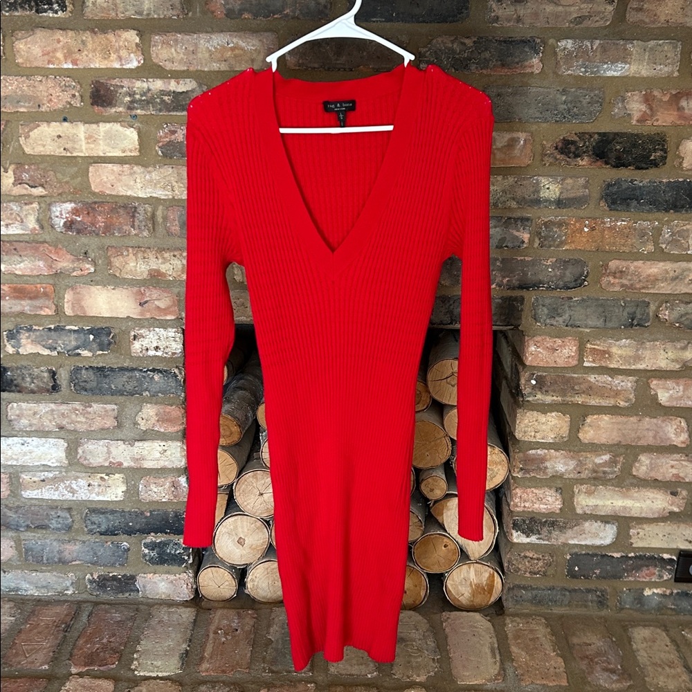 Rag & Bone Vibrant Red Knit Dress
